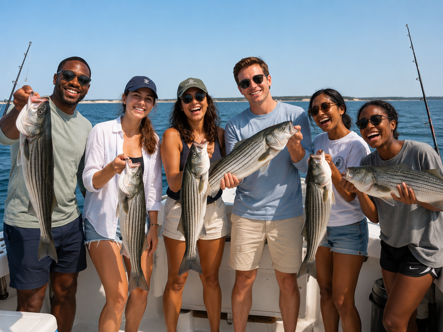 a group of people deep sea fishing