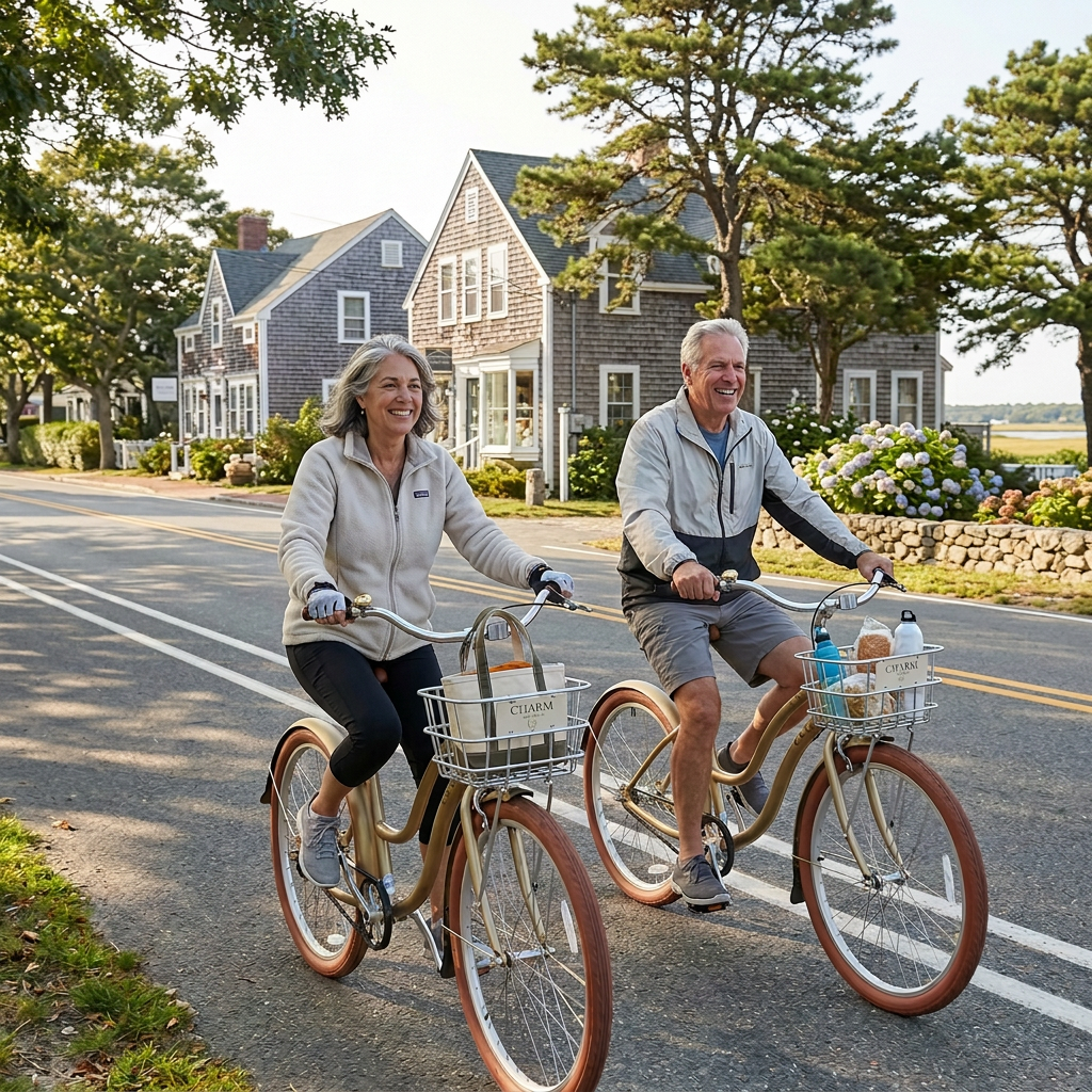 two people biking
